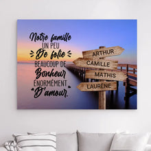 Charger l'image dans la galerie, Impressions sur métal personnalisée, Jusqu'à 10 noms, Notre famille un peu de folie beaucoup de bonheur