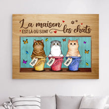 Charger l'image dans la galerie, Impressions sur métal Personnalisée,  décoration pour papa et maman chat, Jusqu'à 6 chats, La maison est là où sont les chats