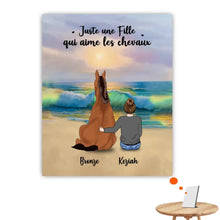 Charger l'image dans la galerie, Jusqu'à 2 chevaux, Impression sur table personnalisés, TableTop Print pour maman cheval, fille avec cheval sur la plage