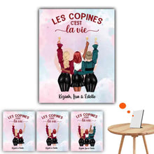 Charger l'image dans la galerie, Jusqu'à 3 filles, Impression sur table personnalisée, Les Copines c'est la vie, TableTop Print pour les amis, sœurs
