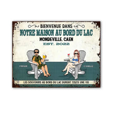 Charger l'image dans la galerie, Plaque De Porte personnalisé, signe en métal Cadeau pour la famille, Bienvenue dans notre maison au bord du lac