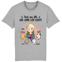 Charger l&#39;image dans la galerie, Jusqu&#39;à 12 chats, Tee shirt personnalisé chat, t shirt maman chat, juste une fille qui aime les chats
