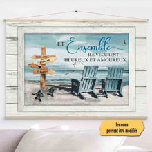 Charger l'image dans la galerie, Toile à suspendre personnalisée, toile Cadeau pour couple, famille, Et ensemble ils vécurent heureux et amoureux
