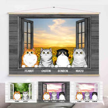 Charger l'image dans la galerie, Jusqu'à 9 chats, Toile à suspendre personnalisée, tournesol toile cadeau pour les amoureux des chats