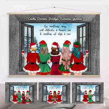 Charger l'image dans la galerie, Jusqu'à 5 filles, Toile à suspendre personnalisée, toile cadeau de Noël pour meilleurs amis, sœurs