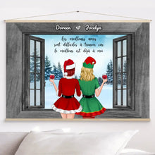 Charger l'image dans la galerie, Jusqu'à 5 filles, Toile à suspendre personnalisée, toile cadeau de Noël pour meilleurs amis, sœurs
