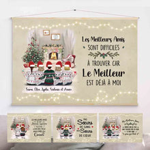 Charger l'image dans la galerie, Jusqu'à 5 filles, Toile à suspendre personnalisée, Sœurs, amis cadeaux de Noël, meilleures amies dans le salon noël