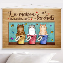 Charger l'image dans la galerie, Jusqu'à 6 chats, Toile à suspendre Personnalisée, toile pour amoureux chat, La maison est là où sont les chats
