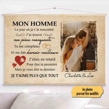 Charger l'image dans la galerie, Toile à suspendre Personnalisée, toile, couple femme, mari, petite amie, petit ami, cadeau pour ma pièce manquante