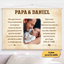Charger l'image dans la galerie, Toile à suspendre Photo personnalisée, Toile pour papa et bébé, Bonne fête des pères, Pour mon papa d'amour