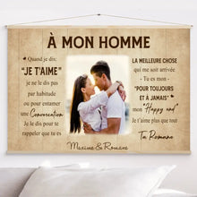 Charger l'image dans la galerie, Toile à suspendre Photo Personnalisée, Toile Cadeau pour couple, A mon homme/A ma femme, quand je dis je t'aime