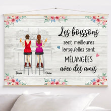 Charger l'image dans la galerie, Jusqu'à 6 filles, Toile à suspendre personnalisée, Toile Cadeau Pour ami, sœurs, meilleurs amis, Les boissons