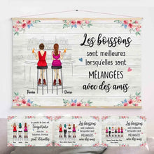 Charger l'image dans la galerie, Jusqu'à 6 filles, Toile à suspendre personnalisée, Toile Cadeau Pour ami, sœurs, meilleurs amis, Les boissons