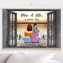 Charger l'image dans la galerie, Jusqu'à 4 filles, Mère et Filles Toile à suspendre personnalisée, Toile fête des mères Cadeau Pour Maman, les filles