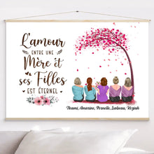 Charger l'image dans la galerie, Toile à suspendre personnalisée, Toile pour la fête des mères, l'amour entre une mère et ses enfants est éternel