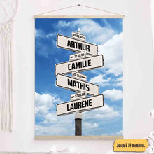 Charger l'image dans la galerie, Jusqu'à 10 noms, Toile à suspendre personnalisée, Toile cadeau pour la famille, fond de ciel nuageux