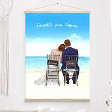 Charger l'image dans la galerie, Couple de mariage sur la plage toile personnalisée, Toile à suspendre cadeau pour couple, anniversaire de mariage