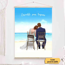 Charger l'image dans la galerie, Couple de mariage sur la plage toile personnalisée, Toile à suspendre cadeau pour couple, anniversaire de mariage