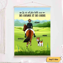 Charger l'image dans la galerie, Jusqu'à 2 chiens, Toile à suspendre personnalisée, Toile Cadeau pour les amoureux des chevaux et des chiens