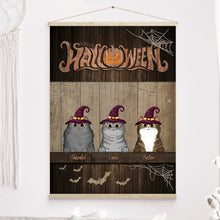 Charger l'image dans la galerie, Jusqu'à 8 chats, Toile à suspendre Personnalisée, Toile Cadeaux pour les amoureux des chats, Joyeux Halloween