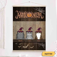 Charger l'image dans la galerie, Jusqu'à 8 chats, Toile à suspendre Personnalisée, Toile Cadeaux pour les amoureux des chats, Joyeux Halloween