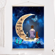 Charger l'image dans la galerie, Jusqu'à 4 chats, Toile à suspendre personnalisée, Toile Cadeau pour Maman Chat, Je t'aime jusqu'à la lune et retour
