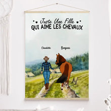 Charger l'image dans la galerie, Jusqu'à 2 chevaux, Toile à suspendre personnalisés, Toile Cadeau Pour Maman cheval, fille qui aime les chevaux