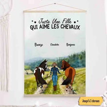 Charger l'image dans la galerie, Jusqu'à 2 chevaux, Toile à suspendre personnalisés, Toile Cadeau Pour Maman cheval, fille qui aime les chevaux