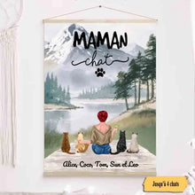 Charger l'image dans la galerie, Jusqu'à 4 chats, Toile à suspendre personnalisée, Toile Cadeau Pour Maman Chat, Juste une fille qui aime les chats