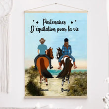 Charger l'image dans la galerie, Jusqu'à 3 chevaux, Toile à suspendre personnalisés, Toile Pour Maman cheval, Partenaires d'équitation pour la vie
