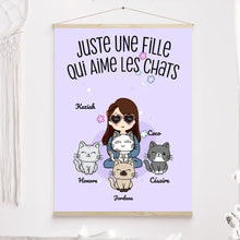 Charger l'image dans la galerie, Jusqu'à 9 chats, Toile à suspendre personnalisée, Toile Cadeau Pour Maman Chat, Juste une fille qui aime les chats
