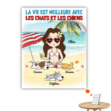 Charger l'image dans la galerie, Jusqu'à 6 animaux, Impression sur table personnalisée, TableTop Print cadeau pour Maman Chat, Chien, Été, Plage