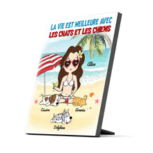 Charger l'image dans la galerie, Jusqu'à 6 animaux, Impression sur table personnalisée, TableTop Print cadeau pour Maman Chat, Chien, Été, Plage
