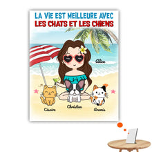 Charger l'image dans la galerie, Jusqu'à 9 animaux, Impression sur table personnalisée, TableTop Print cadeau pour Maman Chat, Chien, Été, Plage