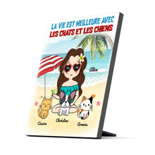 Charger l'image dans la galerie, Jusqu'à 9 animaux, Impression sur table personnalisée, TableTop Print cadeau pour Maman Chat, Chien, Été, Plage