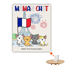 Charger l'image dans la galerie, Jusqu'à 9 chats, Impression sur table personnalisée, TableTop Print cadeau pour Maman Chat, drapeau français,fête nationale