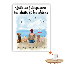 Charger l'image dans la galerie, Jusqu'à 6 animaux, Impression sur table personnalisée, TableTop Print cadeau pour Maman Chat, Chien, Été, Plage