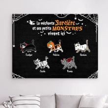 Charger l'image dans la galerie, Impressions sur métal personnalisée, cadeau pour Halloween, Maman, sorcière, Jusqu'à 9 Chats, Monstres