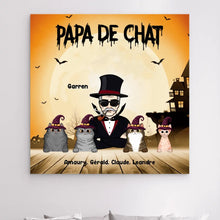 Charger l'image dans la galerie, Impressions sur métal personnalisée, cadeau pour Papa Chat, papy, grand-père, Jusqu'à 6 Chats, Joyeux Halloween