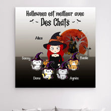 Charger l'image dans la galerie, Impressions sur métal personnalisée, cadeau pour Maman Chat, grand-mère, Jusqu'à 9 Chats, Halloween des chats