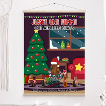 Charger l'image dans la galerie, Jusqu'à 5 Chats, Toile à suspendre personnalisée, Toile cadeau pour maman Chat, joyeux Noel, Femme Aime Les Chats
