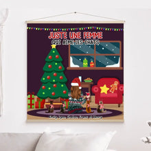 Charger l'image dans la galerie, Jusqu'à 5 Chats, Toile à suspendre personnalisée, Toile cadeau pour maman Chat, joyeux Noel, Femme Aime Les Chats