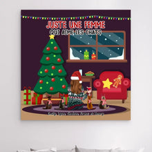 Charger l'image dans la galerie, Impressions sur métal personnalisée, cadeau pour maman Chat, joyeux Noel, Jusqu'à 5 Chats, Femme Aime Les Chats