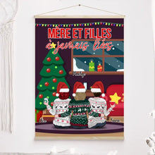 Charger l'image dans la galerie, Jusqu'à 4 filles, Toile à suspendre personnalisée, Toile cadeau pour maman, joyeux Noel, mère et filles