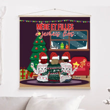 Charger l'image dans la galerie, Jusqu'à 4 filles, Toile à suspendre personnalisée, Toile cadeau pour maman, joyeux Noel, mère et filles