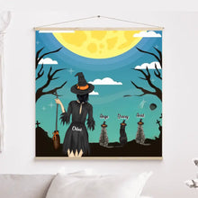 Charger l'image dans la galerie, Jusqu'à 3 Chats, Toile à suspendre personnalisée, Toile cadeau pour Maman Chat, joyeux Halloween