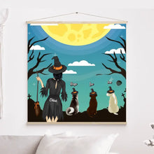 Charger l'image dans la galerie, Jusqu'à 3 Chiens, Toile à suspendre personnalisée, Toile cadeau pour Maman Chien, joyeux Halloween