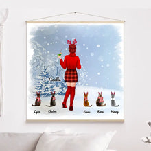 Charger l'image dans la galerie, Jusqu'à 5 Chats, Toile à suspendre personnalisée, Toile cadeau pour Maman Chat, neige, joyeux Noël