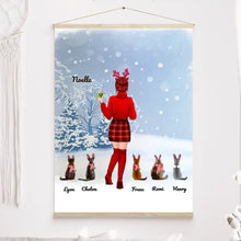 Charger l'image dans la galerie, Jusqu'à 5 Chats, Toile à suspendre personnalisée, Toile cadeau pour Maman Chat, neige, joyeux Noël