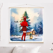 Charger l'image dans la galerie, Jusqu'à 5 Chiens, Toile à suspendre personnalisée, Toile cadeau pour Maman Chien, joyeux Noël
